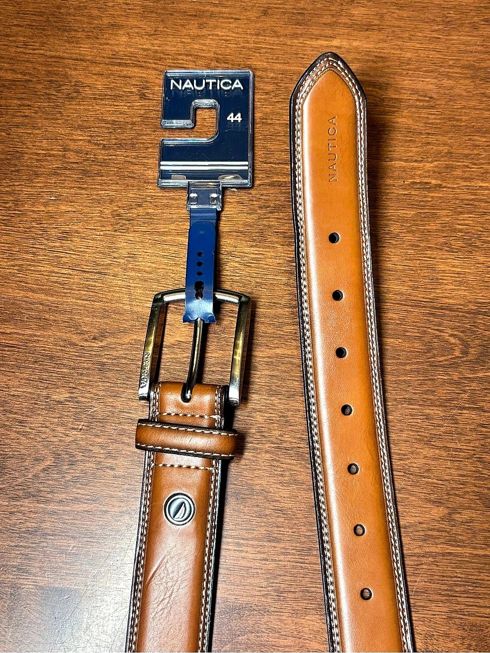 New Nautica Men's Double Stitch Genuine Leather Belt Leather Belt size 44